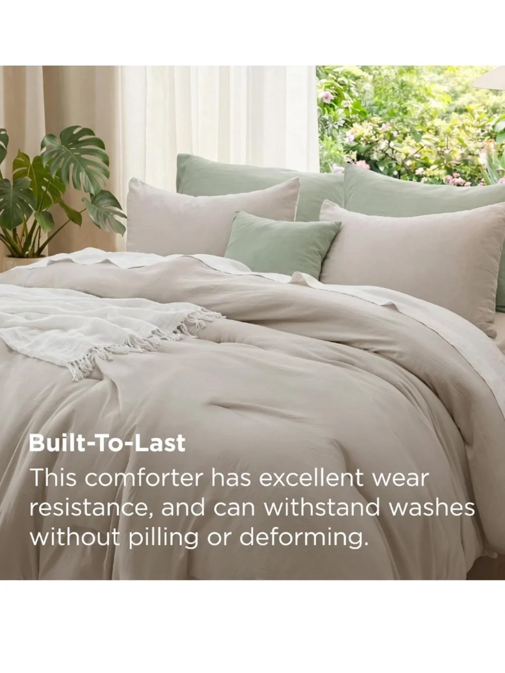 Bedsure Gentlesoft QUEEN SIZE Comforter Bedding Set 100% Microfiber- MUTED LINEN